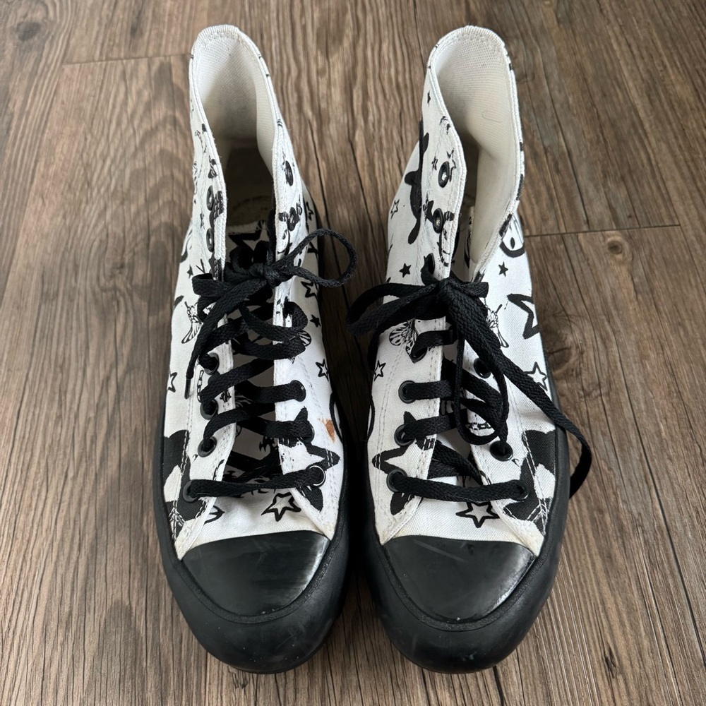 Converse Lugged Platform Chuck Taylor Butterfly Smiley Faces Shoes M9/W11 - Picture 2 of 6